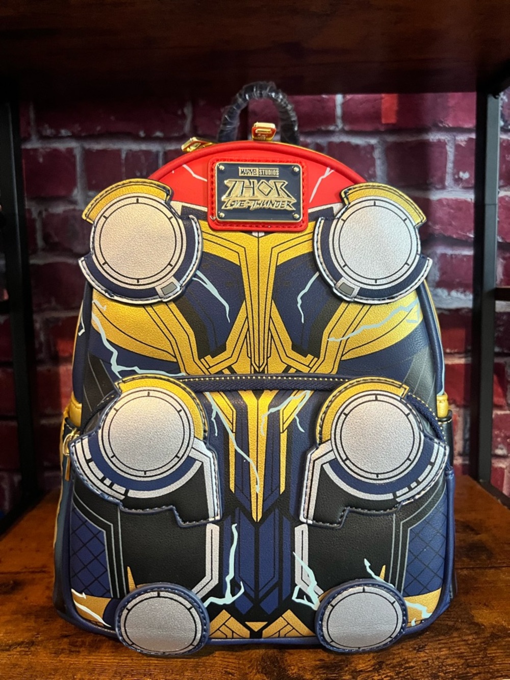 Loungefly Thor: Love and Thunder Mini Backpack - Red/Yellow/Blue/Gray